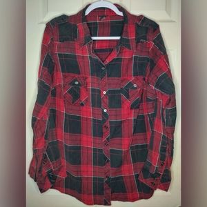 Torrid Taylor Red/Black Plaid Camp Shirt Sz 1